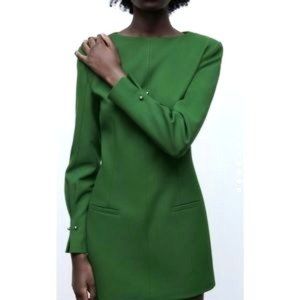 Green tailored mini suit dress